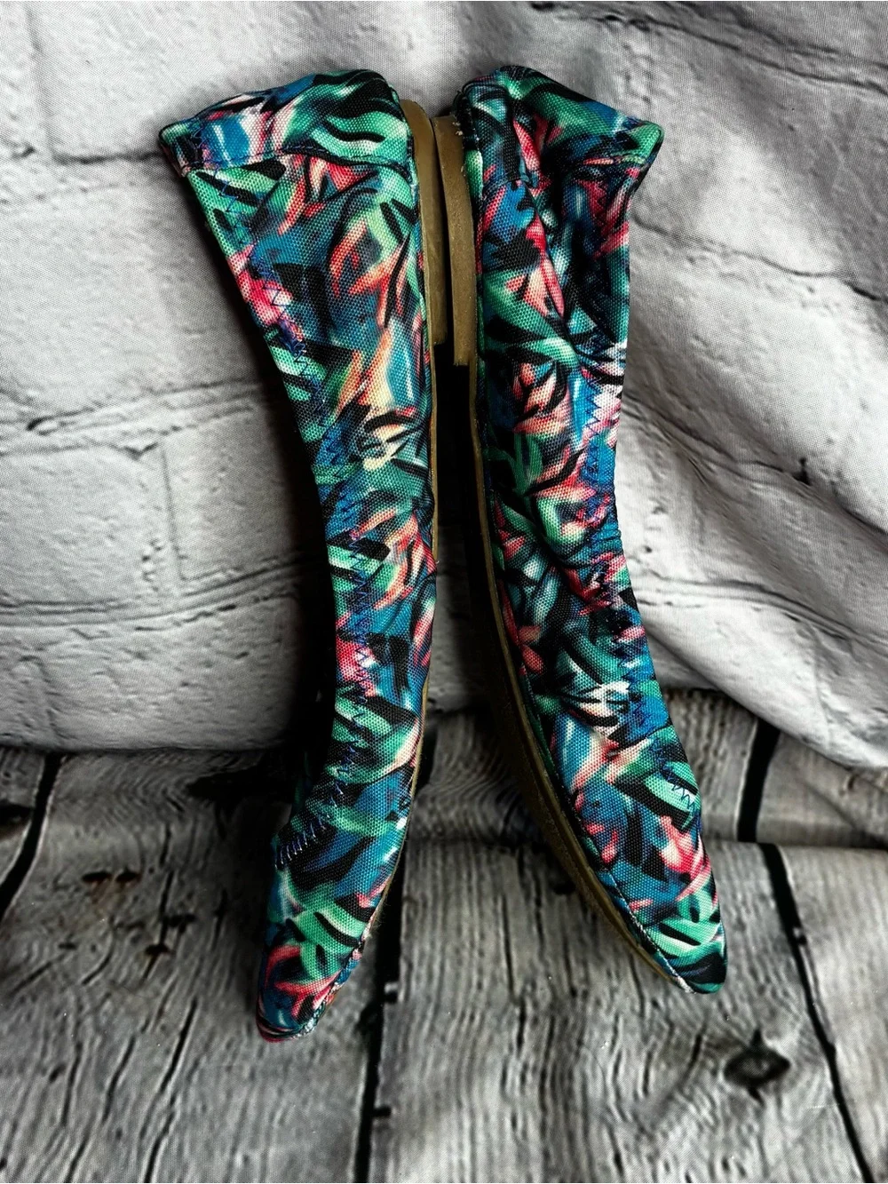 Sonoma Floral‎ Foldable Ballet Flats - Teal, Pink & Green